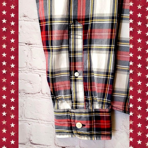 Abercrombie & Fitch AF Button Down Long Sleeved Red Plaid Muscle Shirt Large L - Picture 8 of 15